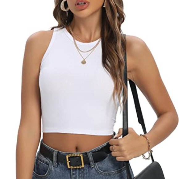 NEW 2pcs Ribbed Crop Sleeveless Tops - Size L - Picture 9 of 12